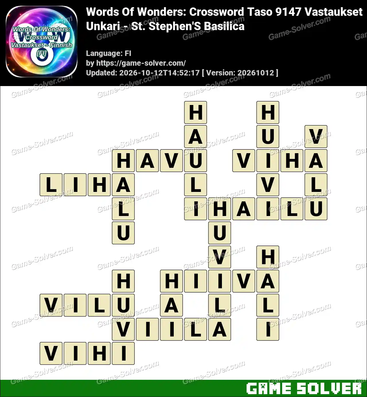 Words Of Wonders: Crossword Taso 9147 Vastaukset – Unkari – St. Stephen’S Basilica